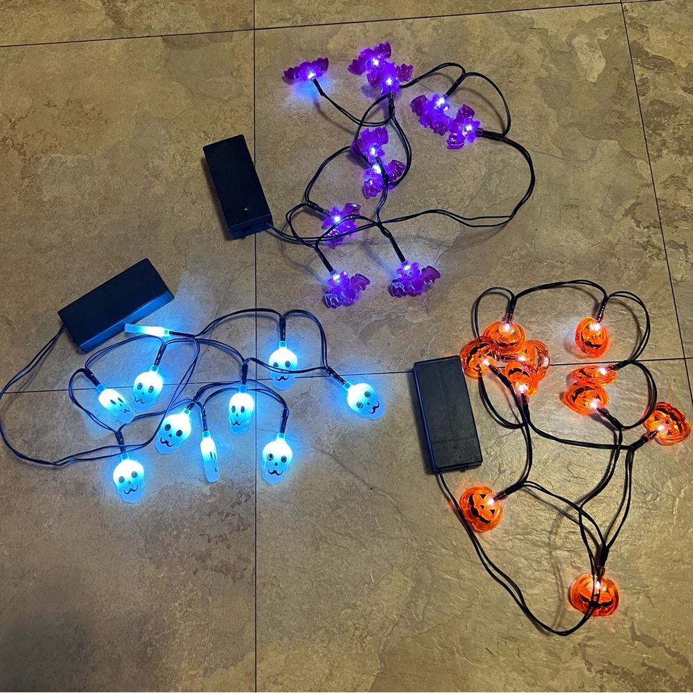 3 Strands of Halloween LED String Lights 🎃🦇💀
